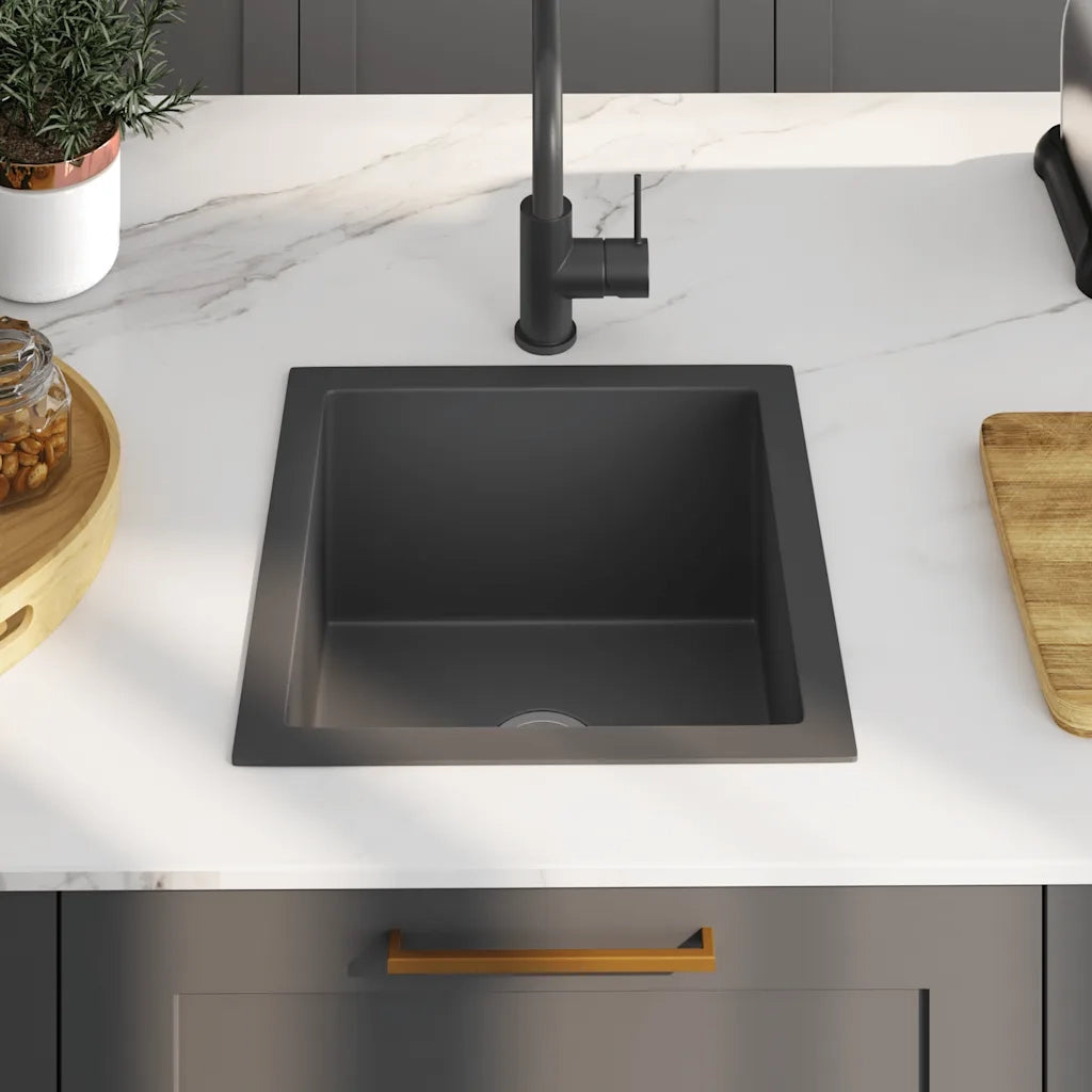 Lavello da Cucina Artigianale Nero in Acciaio Inox 51501