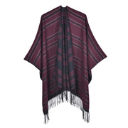 Sciarpa/mantella da donna con nappe, in cashmere spesso, reversibile, alla moda