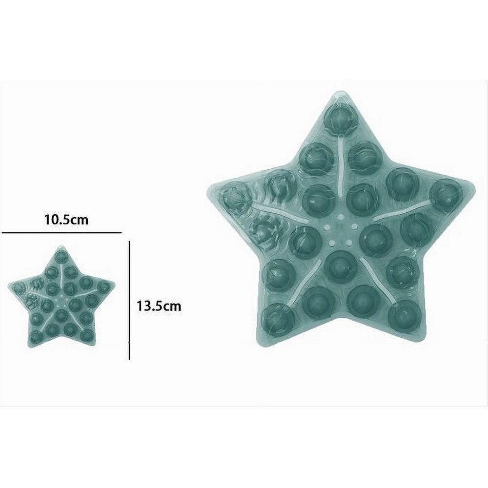 Trade Shop - Set 4 Pz Tappetini Antiscivolo Verde Stella Per Doccia Vasca Con Ventosa 69973 -