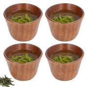 Set di 4 Bicchieri in Legno da 75 ml - Naturale Jujube Legno - Tazza da Tè Retro - Isolamento Termico - Salute e Sicurezza