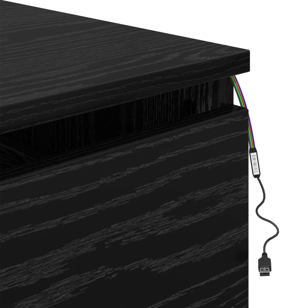 Mobiletto da comodino a parete Rovere Nero 50 x 36 x 30 cm 863082