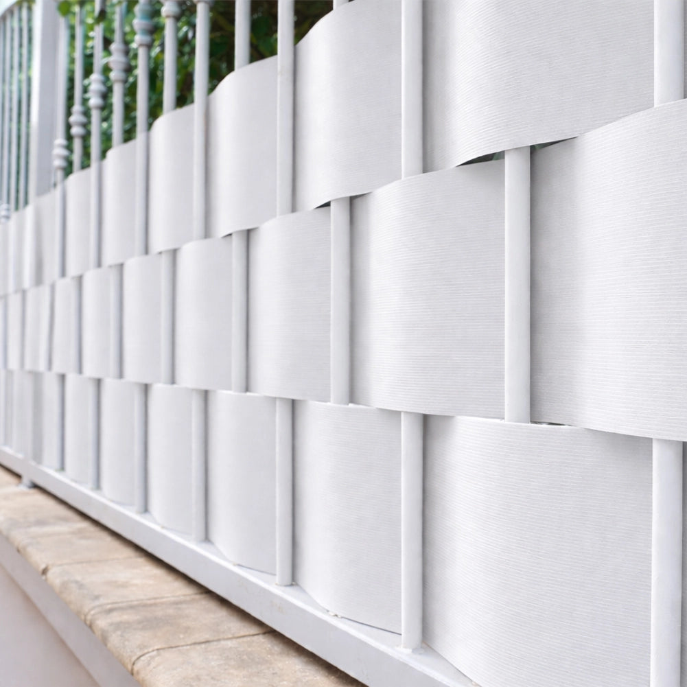 Telo Frangivista in Pvc 19cm x 35mt Oscurante Anti UV per Balcone Giardino Terrazzo Bianco