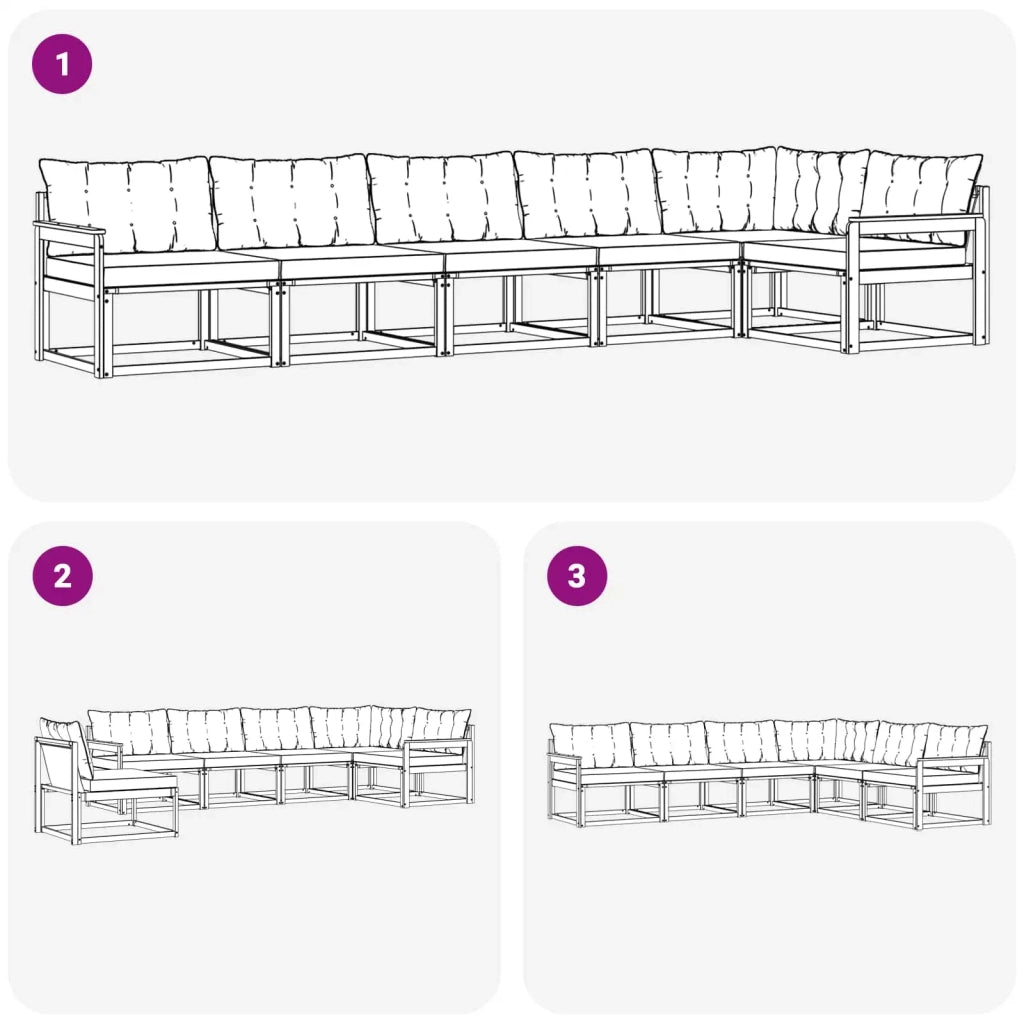 Set di divani da esterno 6 pz Bianco e Nero 3388726