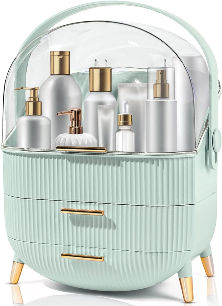 ZMH Porta trucchi da scrivania con più cassetti contenitore per cosmetici verde chiaro 29 x 19 x 38 cm