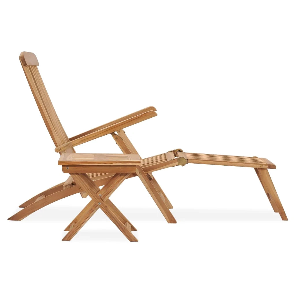Lettino prendisole sedia a sdraio lettino prendisole letto da giardino mobili da esterno per patio con poggiapiedi e tavolo 159 x 58 x 91 cm legno di teak 02_0012586