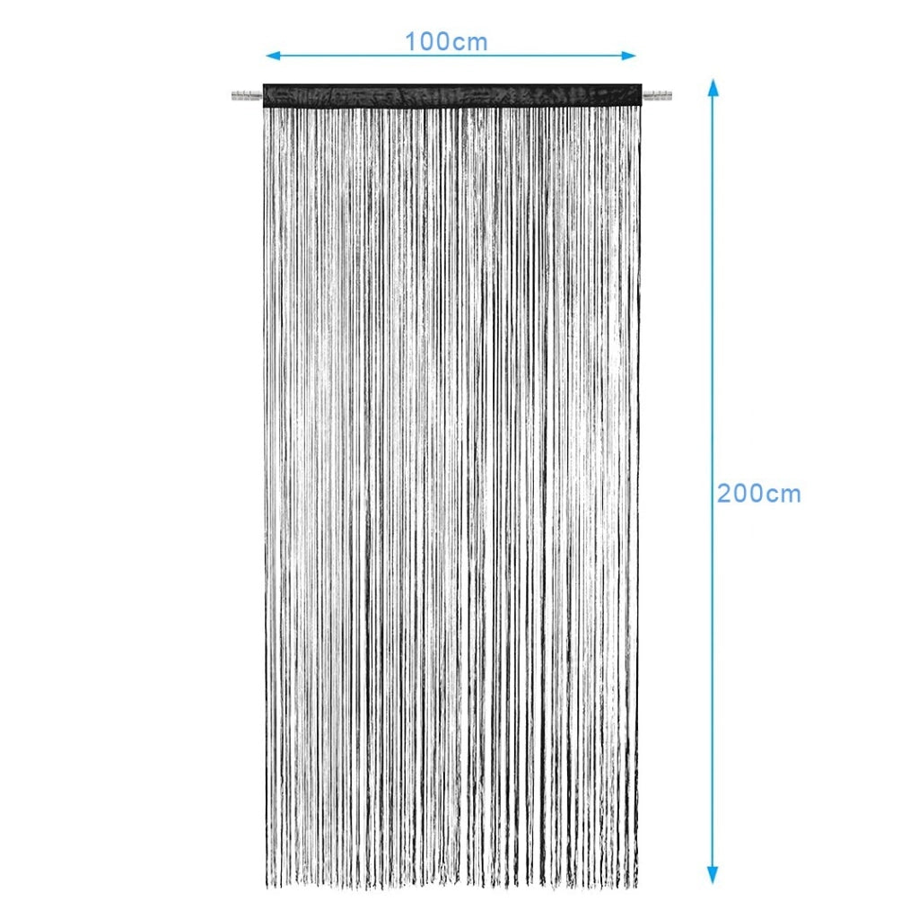 Tenda a Fili Elegante Per Porte Finestre Pannello 100x200 Cm Divisorio Camere Stanze Ambienti Nero