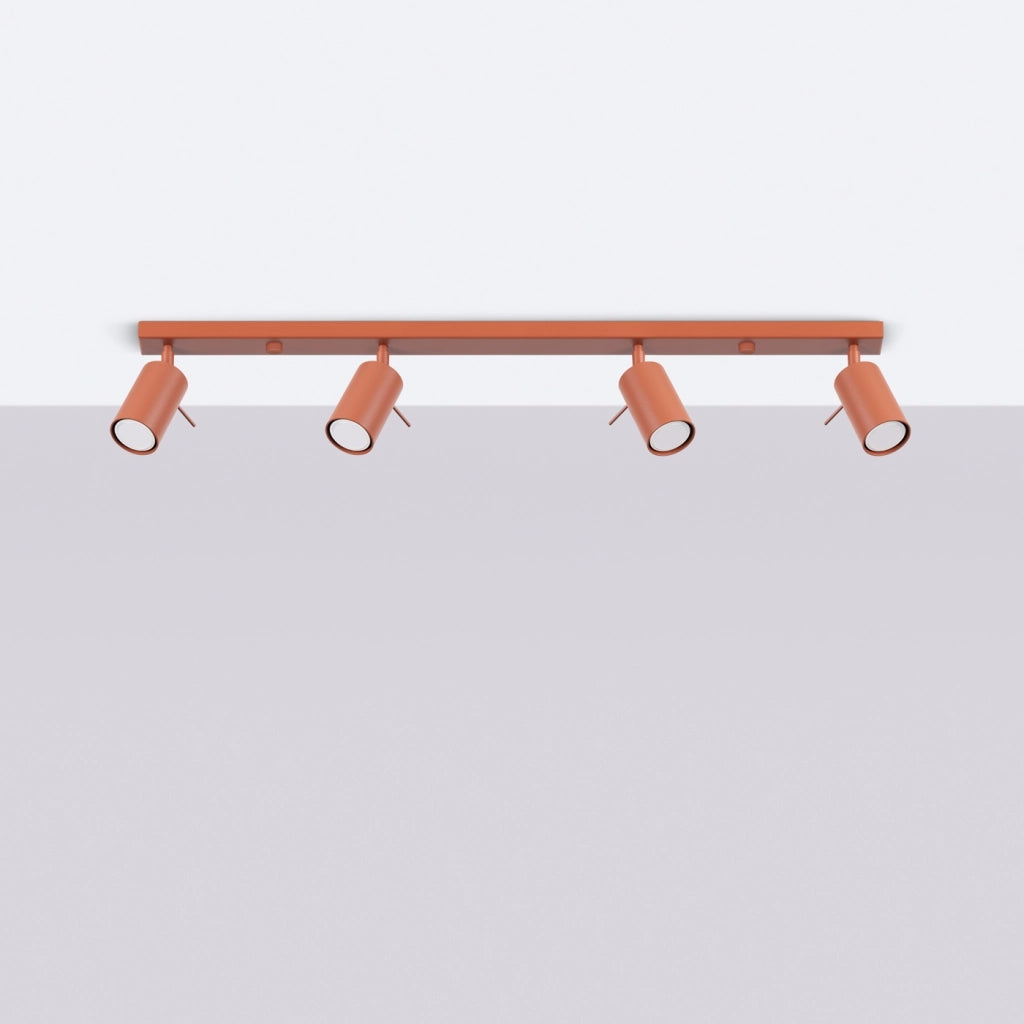 Lampada da soffitto e da parete moderna a 4 luci in acciaio rosso ocra della serie Ring