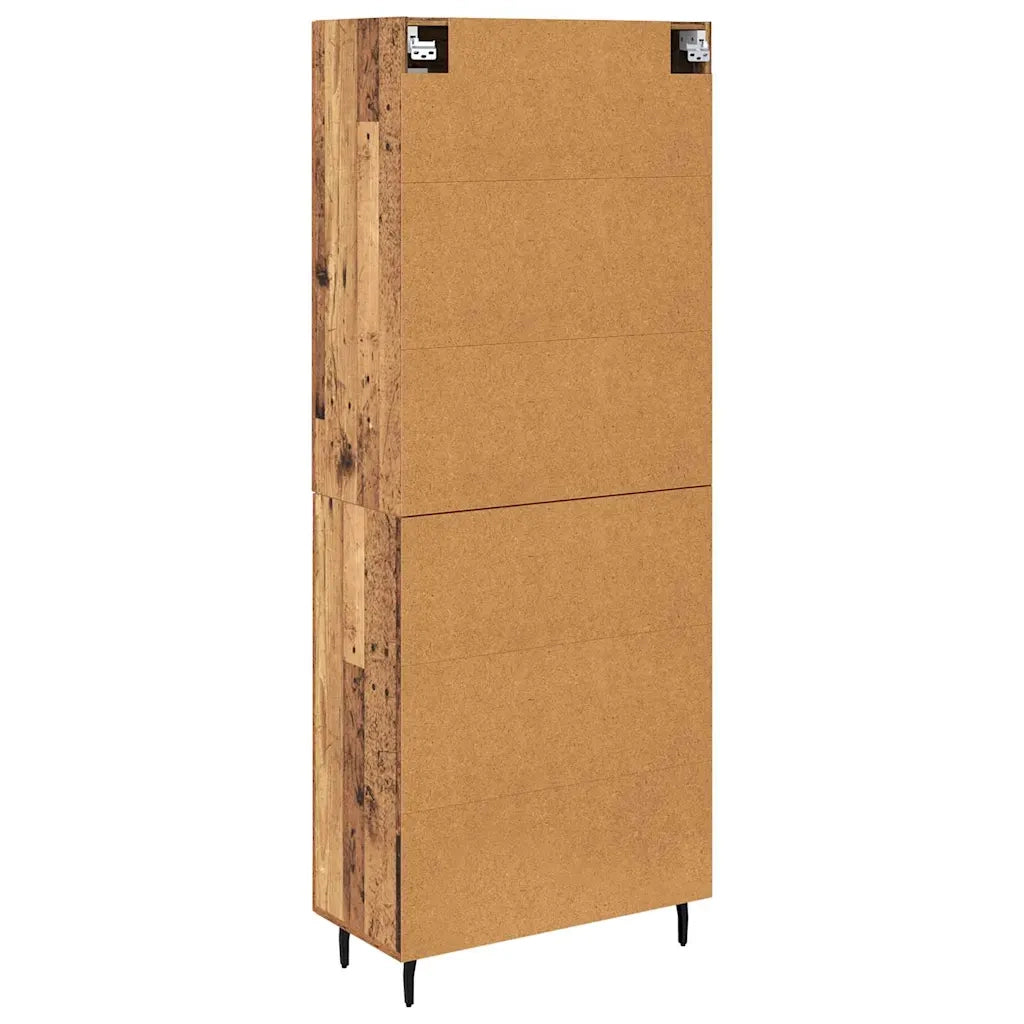 Credenza 2 pcs Legno vecchio Legno Stratificato e Vetro
