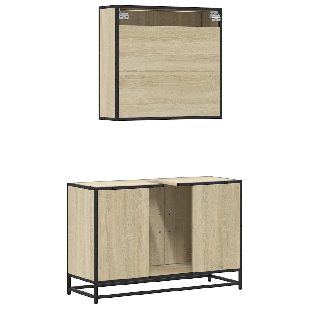 Set Mobili da Bagno 2 pz Rovere Sonoma in Legno Multistrato 3300891