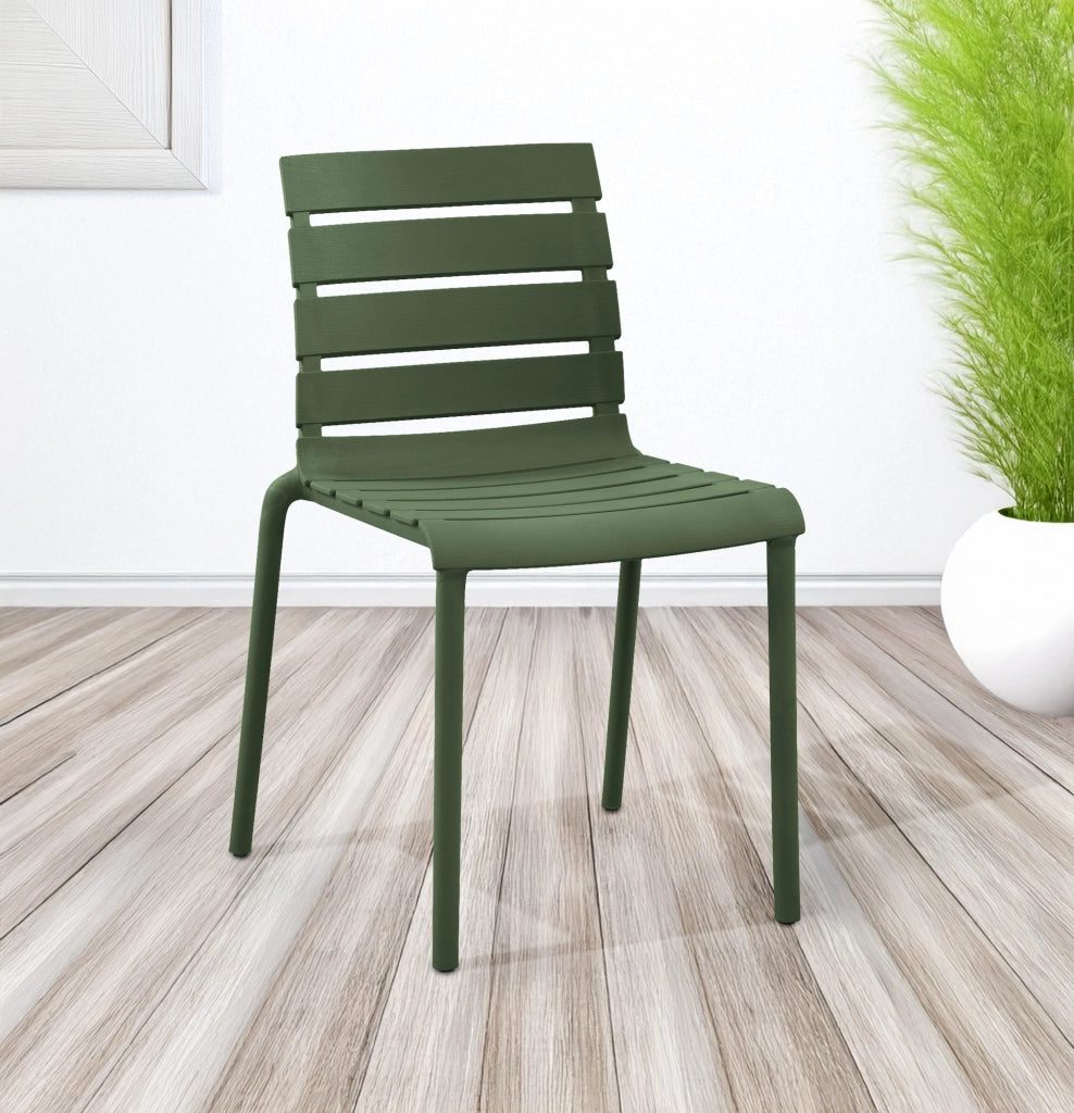 Set 4 Sedie In Polipropilene e Fibra Di Vetro Sedia Cucina Trattamento Uv Antiscolorimento Giardino Interno Esterno Moderne Robuste Resistenti Seduta Terrazzo Soggiorno Bar Ristorante Impilabili Nina-Verde