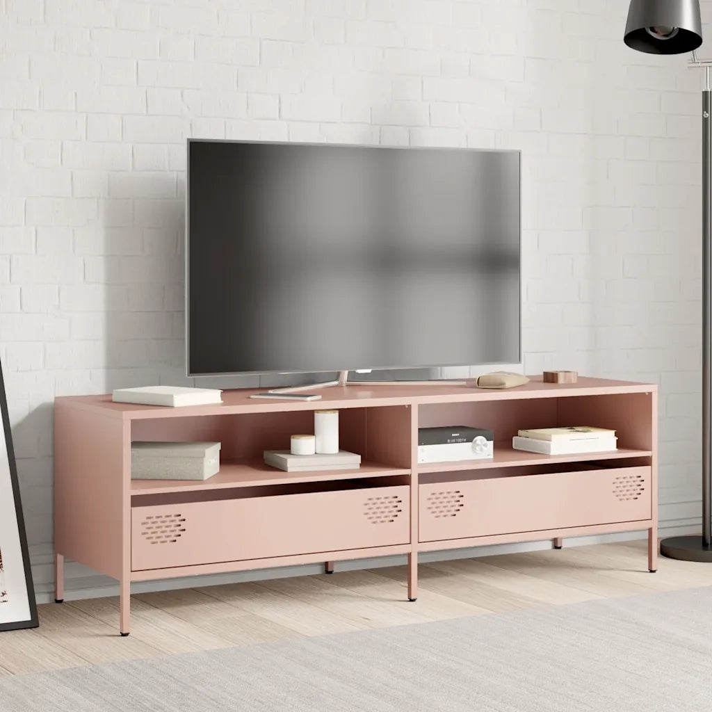 Mobile TV-Credenza per TV-Console TV Rosa 135x39x43,5 cm in Acciaio Laminato a Freddo 546320