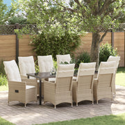 Set di Mobili da Giardino 9 Pezzi con Cuscini Beige Polyrattan