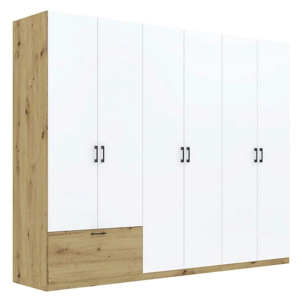 Armadio Camera da Letto Lezasana, Guardaroba Grande 3 Ripiani, 269x210h cm Bianco