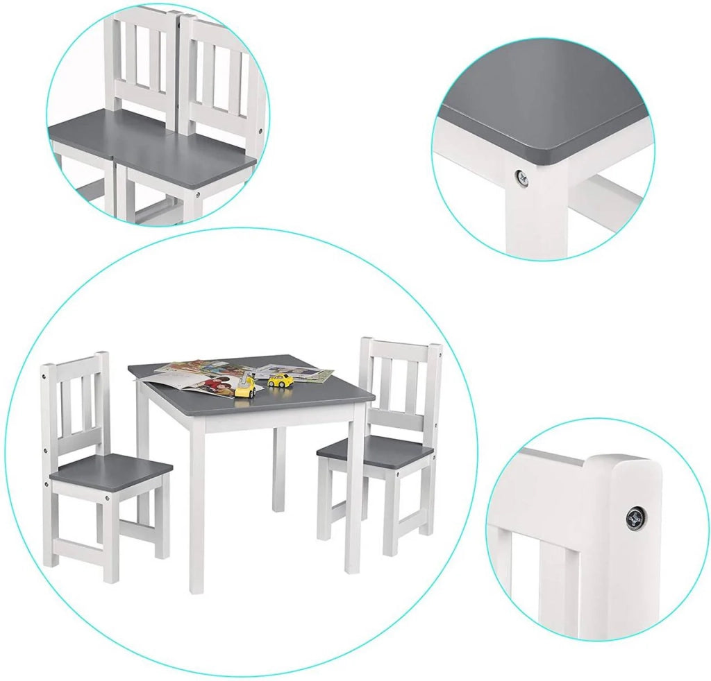 Tavolo per bambini con 2 sedie bianco-grigio 19_0000199