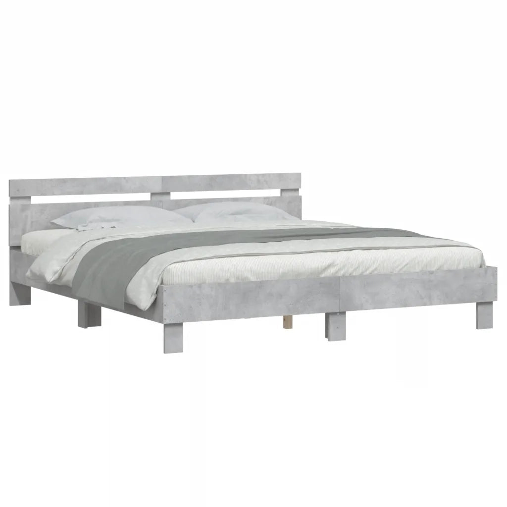 Giroletto con Testiera e LED-Struttura Letto con testiera Grigio Cemento 180x200 cm 807605