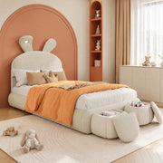 Letto singolo imbottito con orecchie di coniglio e LED 90x200 cm