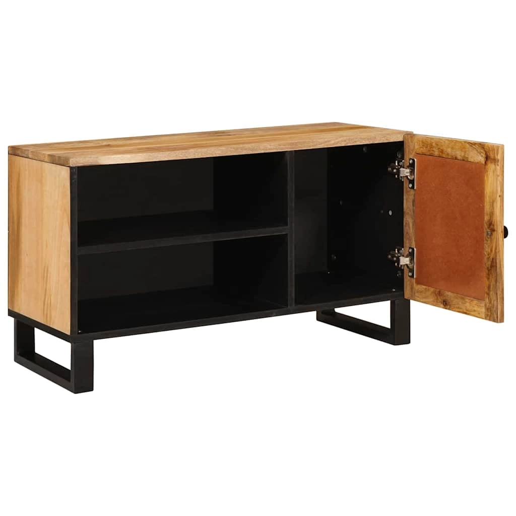 Elegante mobile porta TV con pratico contenitore 80 x 33 x 46 cm stile moderno legno massello di mango marrone 02_0057791