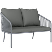 Divano da giardino 2 posti in polyrattan con cuscini ¨C Zephmum ¨C Grigio 112x72x76 cm