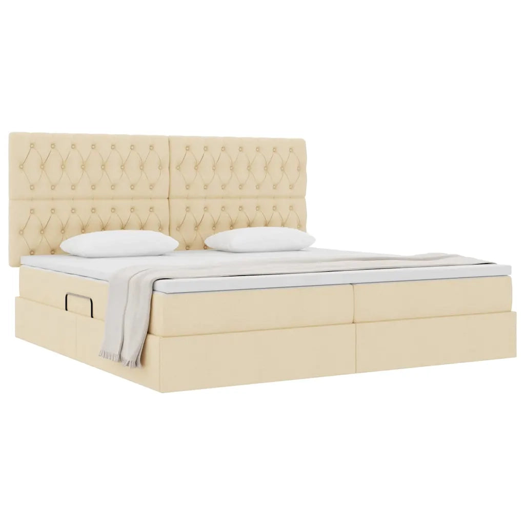 Letto con contenitore e materasso Crema 200 x 200 cm Poliestere