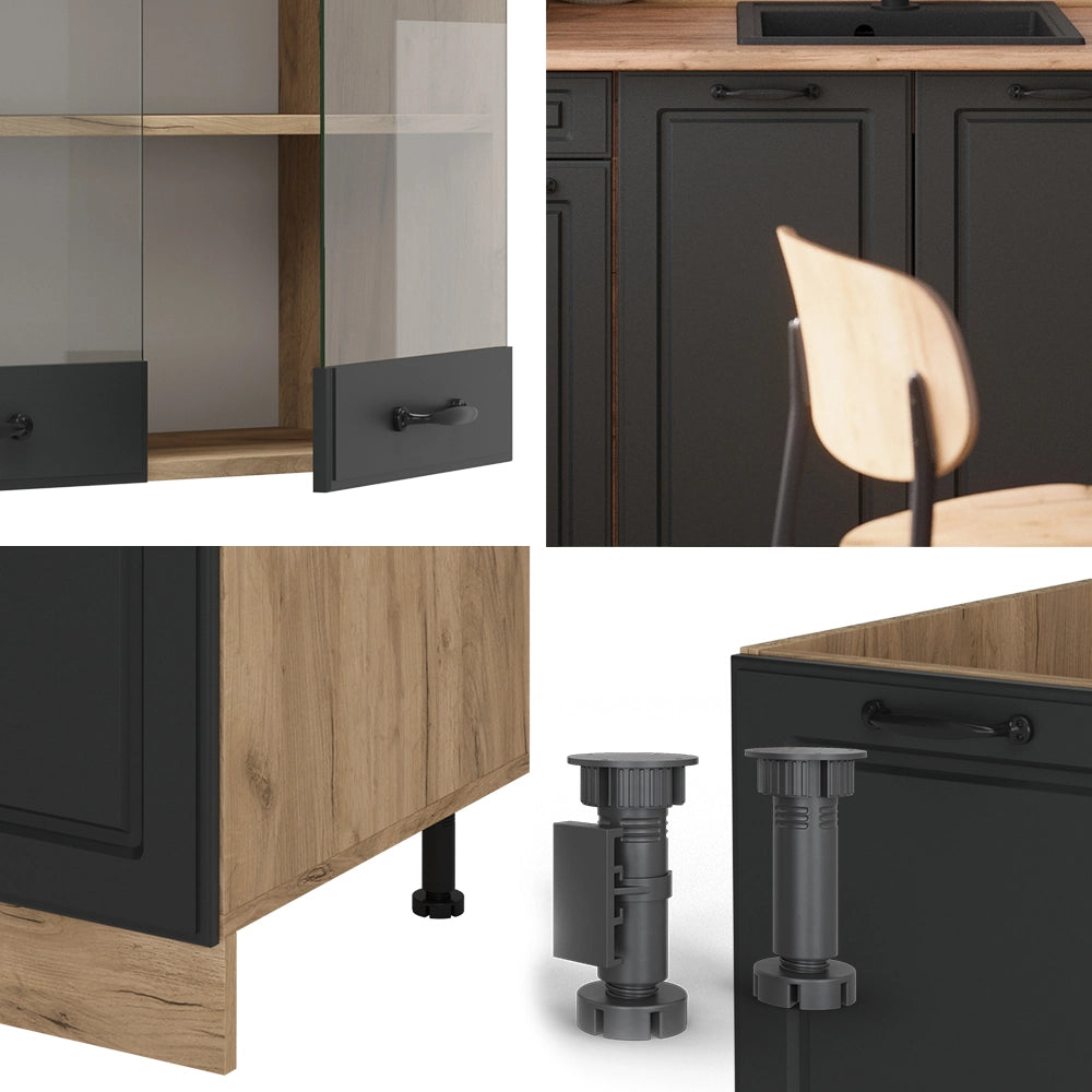Vicco Cucina monoblocco Antracite casa di campagna/rovere dorato 140 cm , PL Marmo
