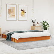 Giroletto senza Materasso-Struttura Letto Marrone Cera 200x200 cm Legno di Pino 711541