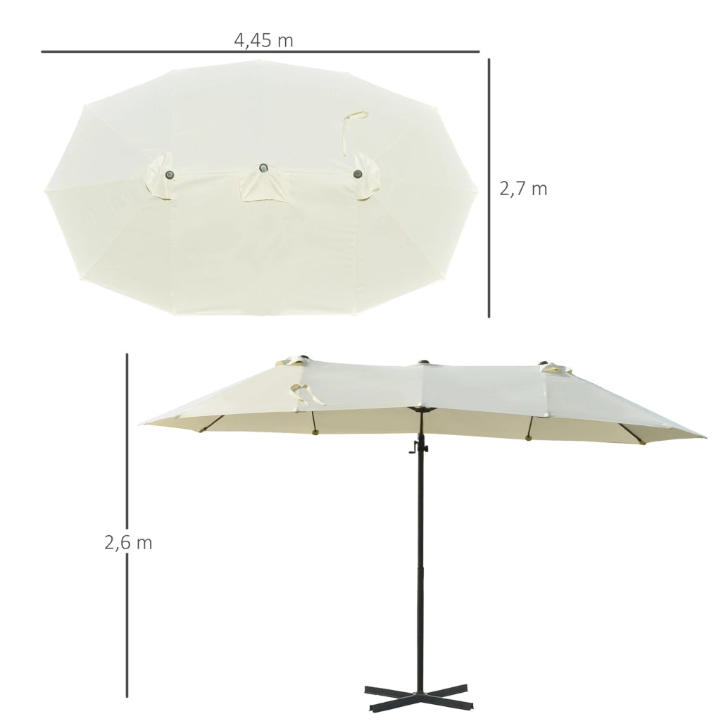 Ombrellone Doppio Grande Inclinabile con Manovella ¨C zephmum ¨C 270x445x260 cm Beige