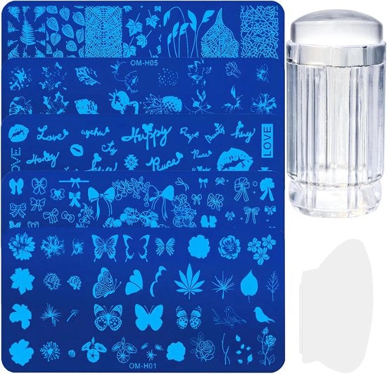 Set di stampi per unghie - Decorazione per unghie - Creare unghie belle - Stampi in acciaio inossidabile e silicone - 12 x 6 cm