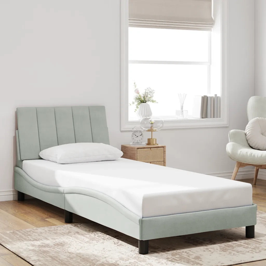 Giroletto senza Materasso Hanko Grigio Chiaro 80x200 cm Velluto 3207813