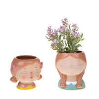 Set 2 Vasi Testa Donna Ø 14,5x H 16 cm