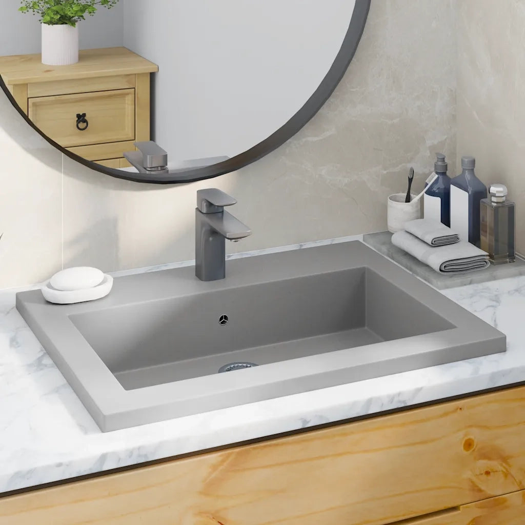 Lavandino in Granito 600x450x120 mm Grigio 142963