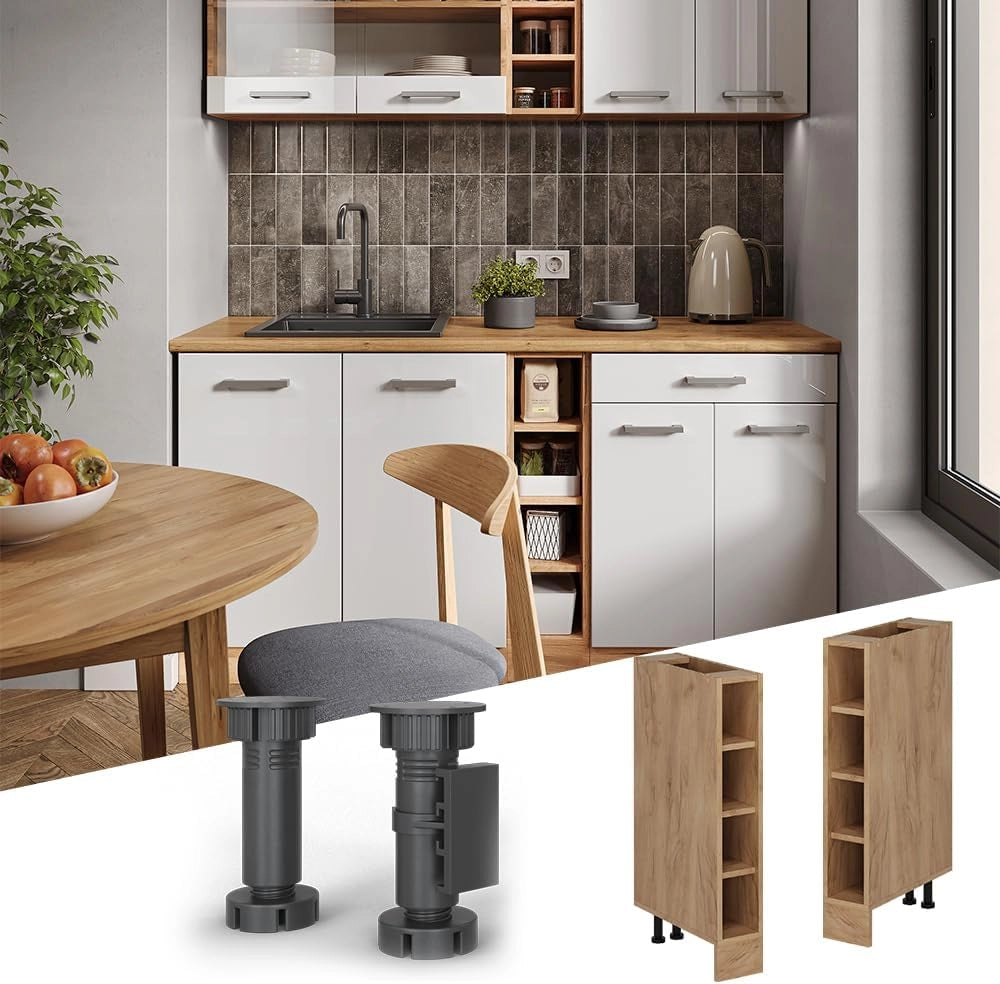 Scaffale da cucina R-Line, Quercia dorata, 15 cm senza piano di lavoro, per la libera combinazione all'interno di sistemi cucina modulari