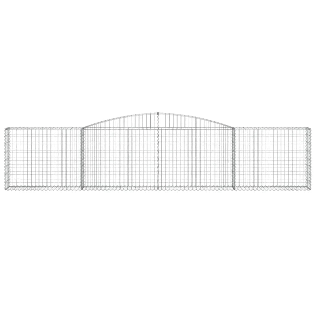 Cestini gabbioni recinzione a gabbia muro di contenimento ad arco 6 pezzi 400 x 30 x 80/100 cm ferro zincato argento 02_0041046
