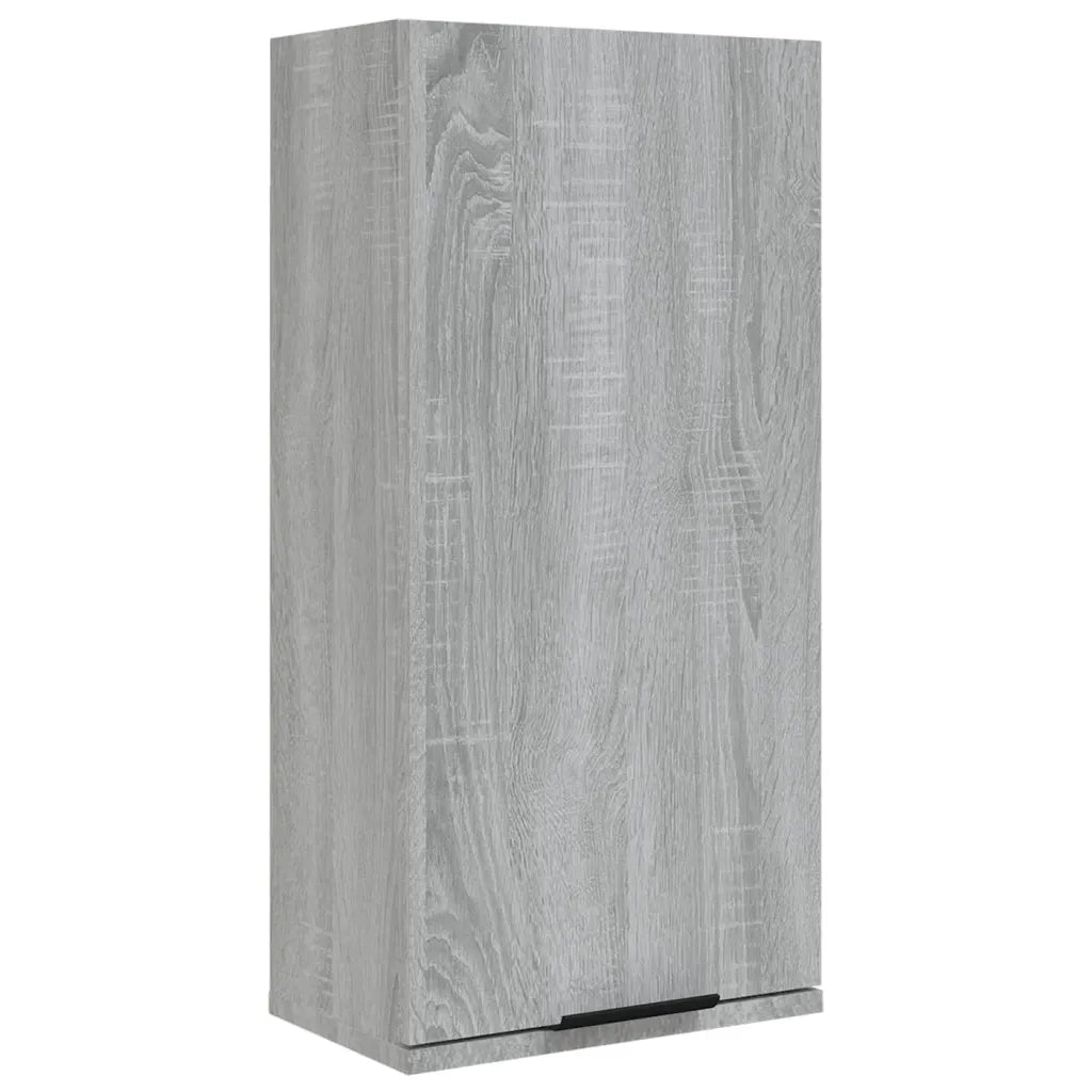 Mobiletto da bagno classico a parete 32 x 20 x 67 cm ampio spazio contenitivo design pulito legno composito grigio 02_0048298
