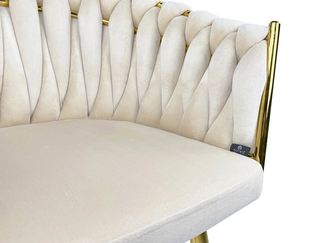 Poltrona in velluto beige, sedia imbottita da pranzo – Elise - SDPL11ELPD