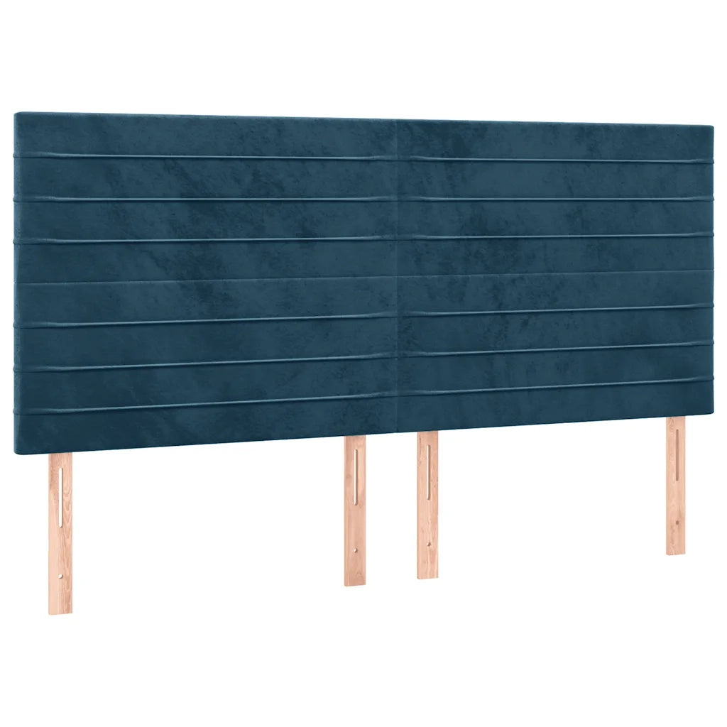Letto a Molle con Materasso e LED Blu Scuro 160x200 cm