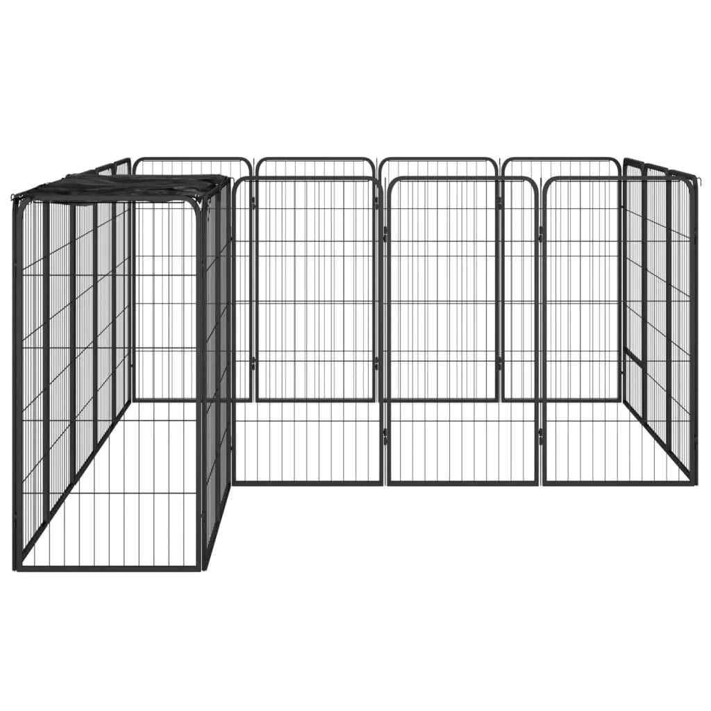 Recinto per cani 18 pannelli 50 x 100 cm acciaio verniciato a polvere nero 02_0043613