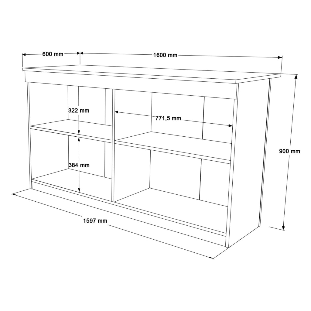 Mobile Dispensa Fossalto, Isola da Cucina 2 Ripiani, 160x60x90h cm Marrone Rovere