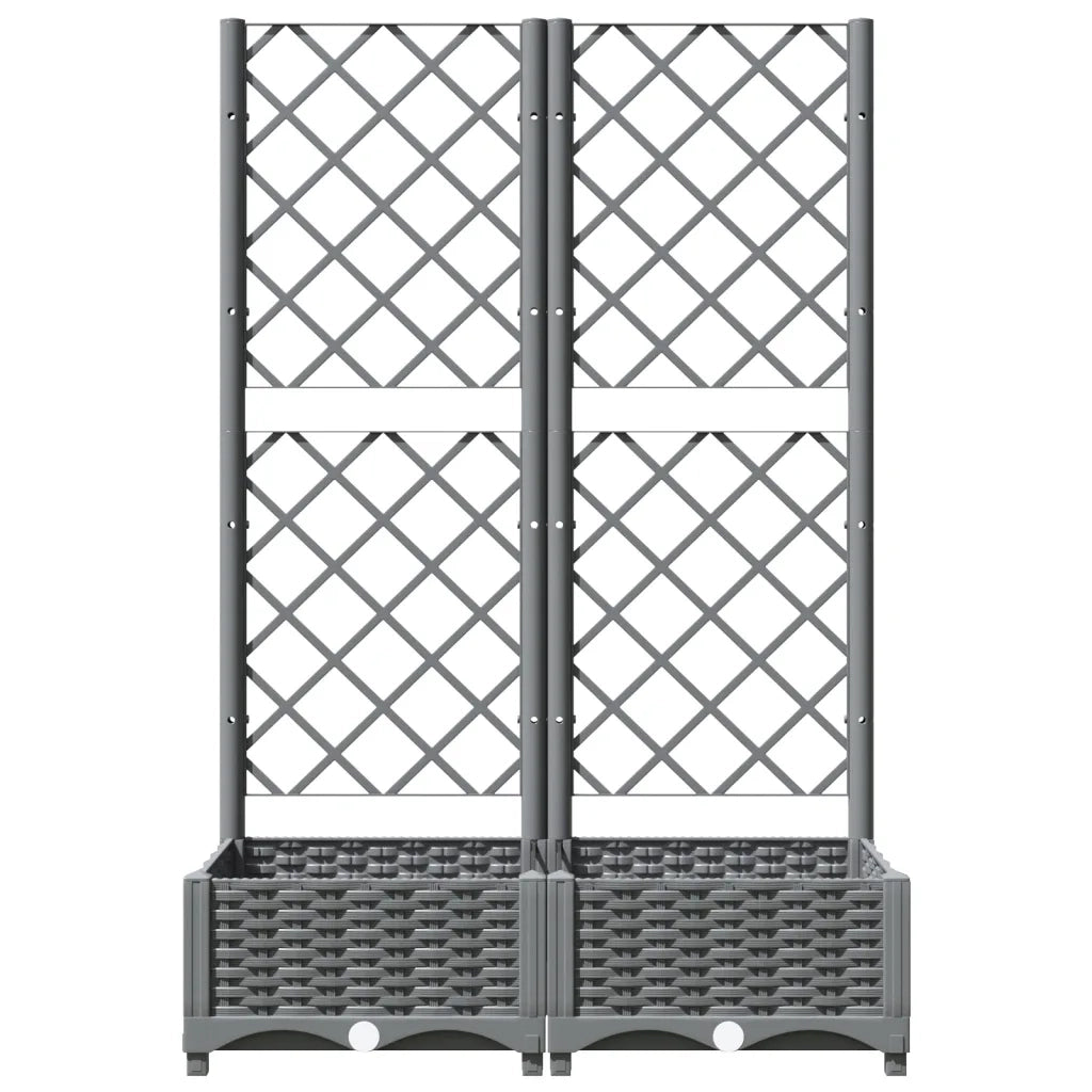 Fioriera | Cassetta per fiori | Vaso da Giardino e Graticcio Grigio Chiaro 80x40x121,5cm PP