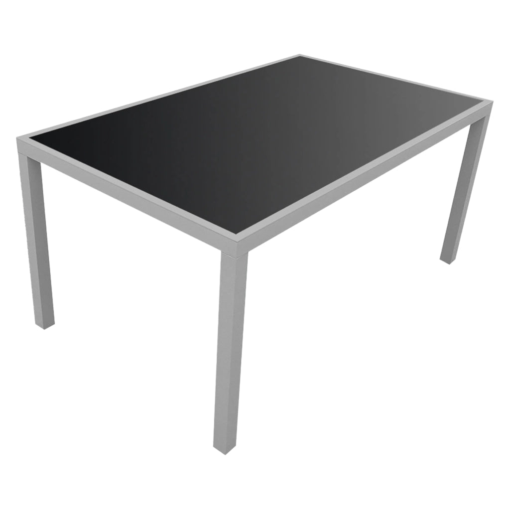BERGAMOSet di mobili da giardino in textilene nero 6 posti - alluminio grigio