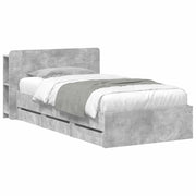 Letto singolo | Letto per adulti | Telaio del letto con storage Grigio Cemento 90 x 190 cm
