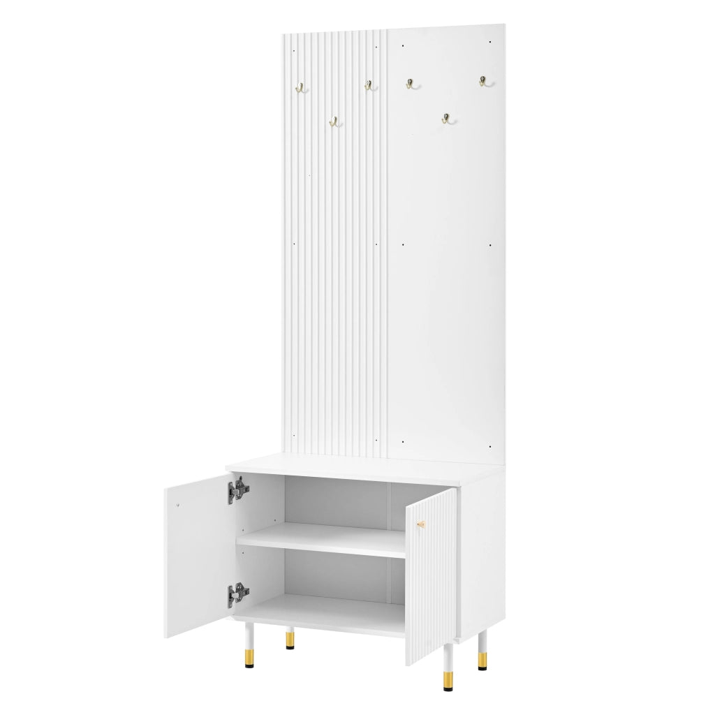 Mobile ingresso con 2 ante e 6 ganci - per ingresso - 70 x 35 x 180 cm - bianco