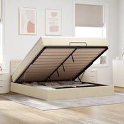 Struttura Letto Pouf con Materasso Crema 180x200 cm in Tessuto 3311648