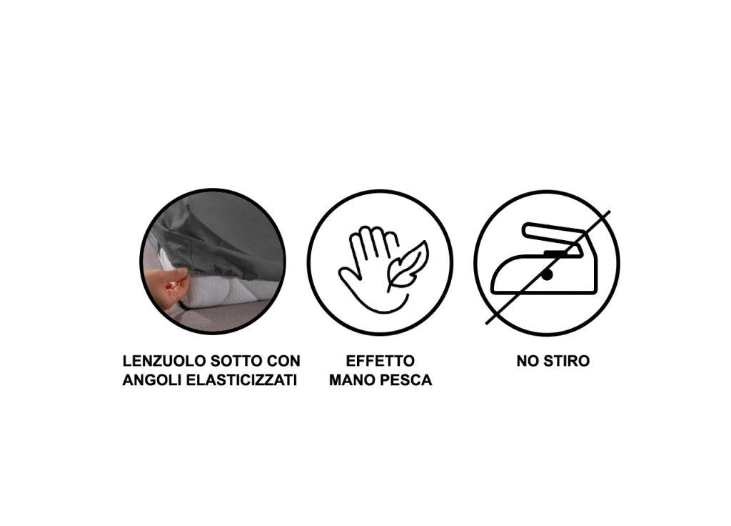 Completo Lenzuola No Stiro Estate In Tinta Unita In Microfibra Modello Francesca - Piazza E Mezza - Orchidea