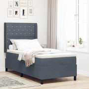 Letto a molle con materasso Grigio scuro 90 x 190 cm Velluto 3343791