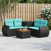 Set di divani 6 pz Nero e Blu Rattan sintetico e Acciaio 3447504