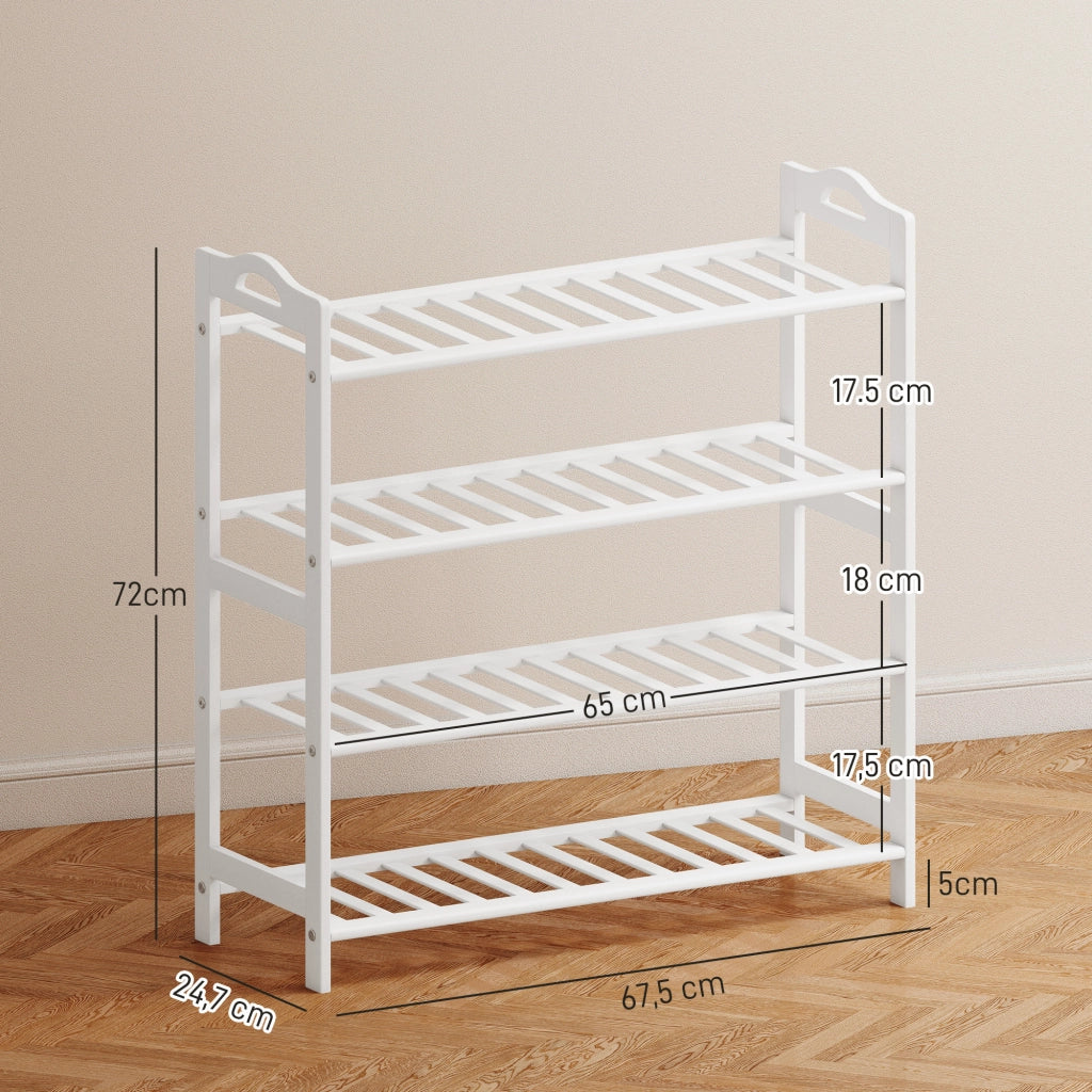 Scaffale per Scarpe in Bamb¨´ 12 Pares ¨C zephmum ¨C Bianco 67.5x24.7x72 cm
