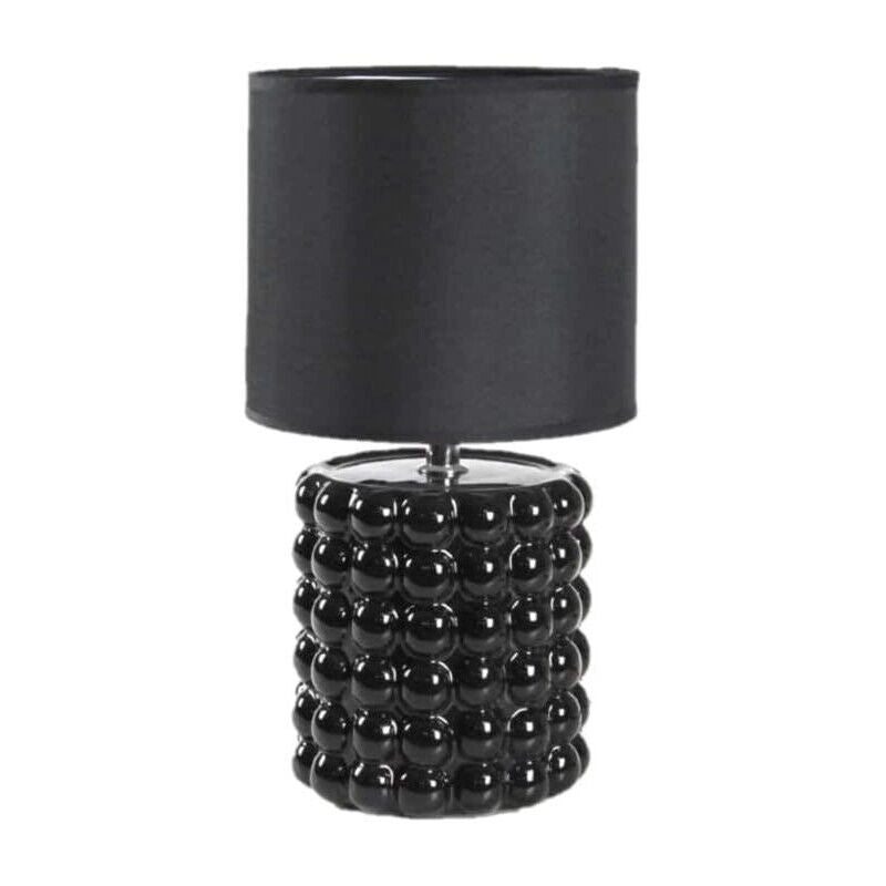 LAMPADA LUMETTO DA TAVOLO CON BASE IN CERAMICA EFFETTO BUBBLE 18X33 CM NERA