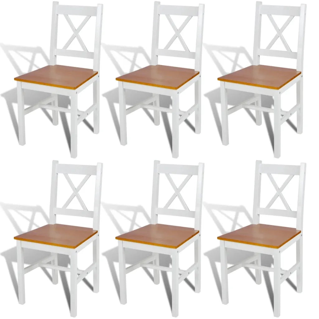 Sedie da Pranzo 6 pz Bianche in Legno di Pino cod mxl 31501