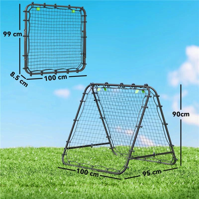 RETE DA CALCIO REBOUNDER PIEGHEVOLE CON ANGOLAZIONE REGOLABILE E PICCHETTI, IN PE E METALLO, 100X95X90 CM, NERO