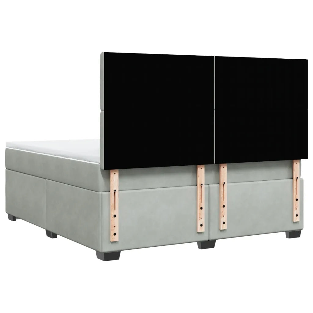 Giroletto a Molle con Materasso Grigio Chiaro 180x200cm Velluto